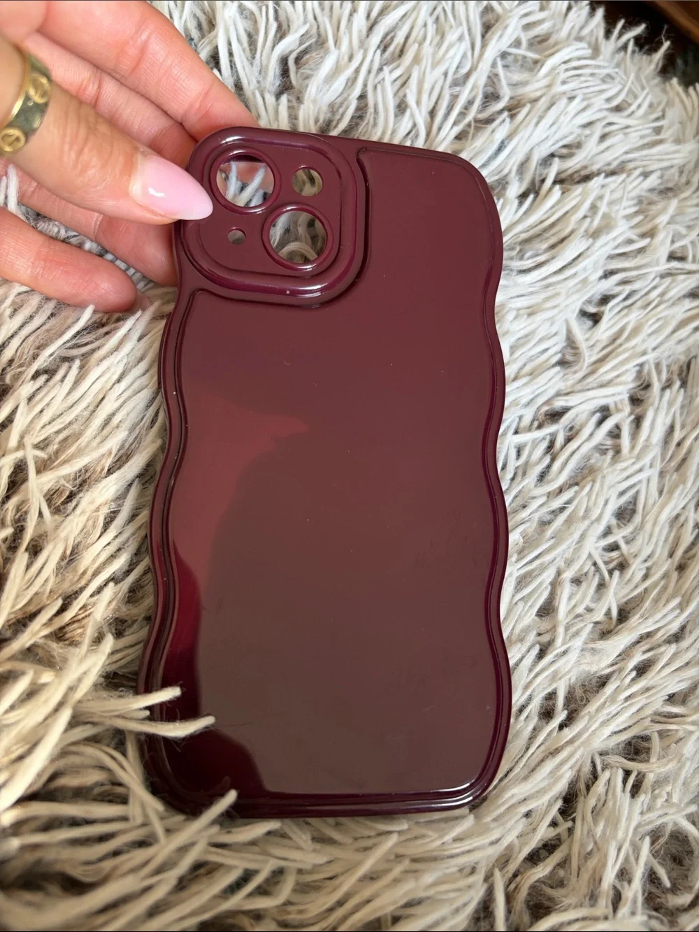 Maroon Wavy iPhone 13 Case - Compatible Cell Phone Accessory